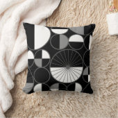ミッドセンチュリーモダンサークル半黒グレー クッション (ブランケット)