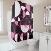 ミッドセンチュリーモダンサークル半黒ピンク シャワーカーテン (インサイチュ)