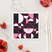 ミッドセンチュリーモダンサークル半黒ピンク スタンダードカクテルナプキン (インサイチュ)