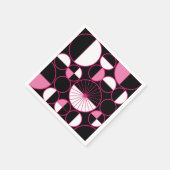 ミッドセンチュリーモダンサークル半黒ピンク スタンダードカクテルナプキン (角)