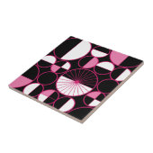 ミッドセンチュリーモダンサークル半黒ピンク タイル (側面)