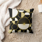 ミッドセンチュリーモダンサークル半黒金ゴールド クッション (ブランケット)