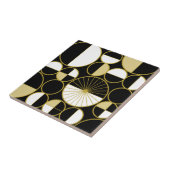 ミッドセンチュリーモダンサークル半黒金ゴールド タイル (側面)