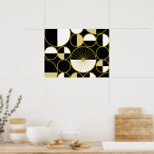 ミッドセンチュリーモダンサークル半黒金ゴールド ポスター (キッチン)