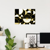 ミッドセンチュリーモダンサークル半黒金ゴールド ポスター (ホームオフィス)