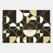 ミッドセンチュリーモダンサークル半黒金ゴールド ラッピングペーパーシート (正面)