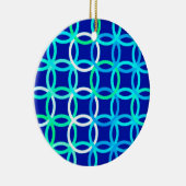 ミッドセンチュリーモダンサークル、コバルト&孔雀 セラミックオーナメント (右)