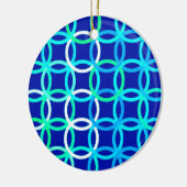 ミッドセンチュリーモダンサークル、コバルト&孔雀 セラミックオーナメント (左)