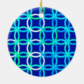 ミッドセンチュリーモダンサークル、コバルト&孔雀 セラミックオーナメント (裏面)