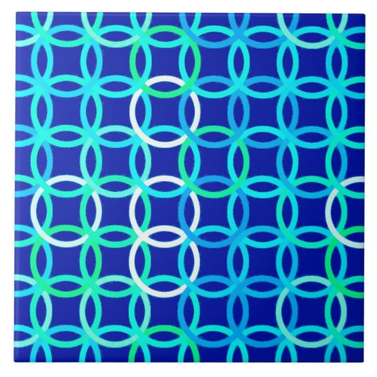 ミッドセンチュリーモダンサークル、コバルト&孔雀 タイル (正面)