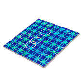 ミッドセンチュリーモダンサークル、コバルト&孔雀 タイル (側面)