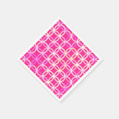 ミッドセンチュリーモダンサークル、明るい赤紫色ペン&ホワイト スタンダードカクテルナプキン (角)