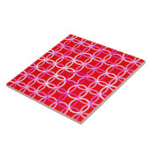 ミッドセンチュリーモダンサークル、濃い赤とピンク タイル (側面)