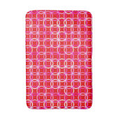 ミッドセンチュリーモダンサークル、濃い赤とピンク バスマット (正面縦)