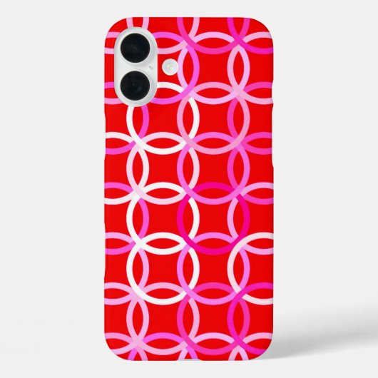 ミッドセンチュリーモダンサークル、濃い赤とピンク Case-Mate iPhoneケース (裏面)