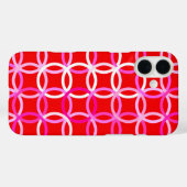 ミッドセンチュリーモダンサークル、濃い赤とピンク Case-Mate iPhoneケース (裏面 (横))