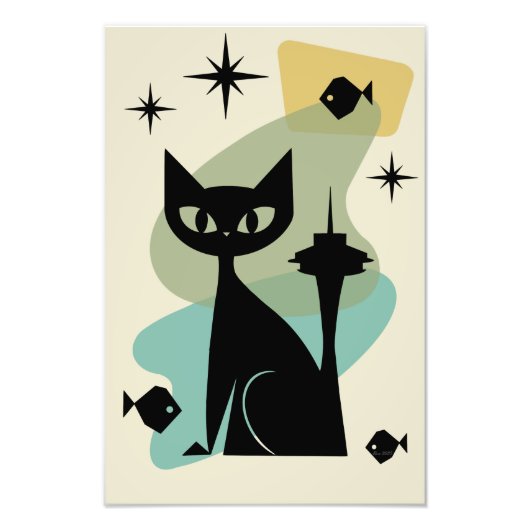 ミッドセンチュリーモダンシアトルキャット フォトプリント            (正面)