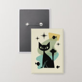 ミッドセンチュリーモダンシアトルキャット 缶バッジ (正面/裏面)