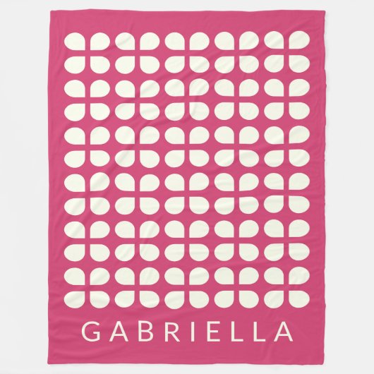 ミッドセンチュリーモダンシェイプRaspberryパーソナライズされた フリースブランケット (正面)