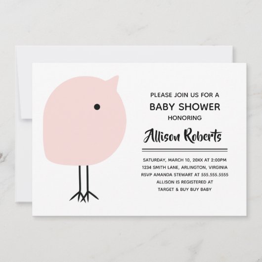 ミッドセンチュリーモダンシック赤ちゃんシャワー招待状 招待状 (正面)