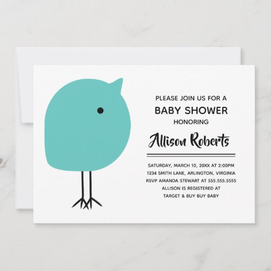 ミッドセンチュリーモダンシック赤ちゃんシャワー招待状 招待状 (正面)