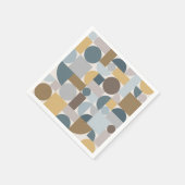 ミッドセンチュリーモダンジオメトリックブルー金ゴールド スタンダードカクテルナプキン (角)