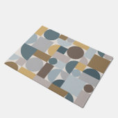 ミッドセンチュリーモダンジオメトリックブルー金ゴールド ドアマット (アングル)