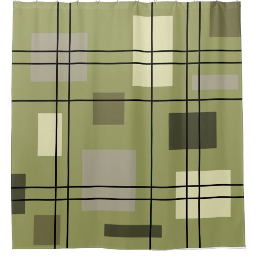 ミッドセンチュリーモダンジオメトリック18 シャワーカーテン (正面)