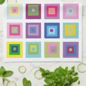 ミッドセンチュリーモダンスカラフルクエアパターン キッチンタオル (折り畳み)