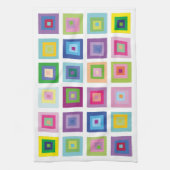 ミッドセンチュリーモダンスカラフルクエアパターン キッチンタオル (縦)