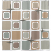 ミッドセンチュリーモダンスクエアアース シャワーカーテン (正面)