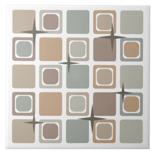 ミッドセンチュリーモダンスクエアアース タイル (正面)