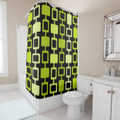 ミッドセンチュリーモダンスクエアカラムブラックチャートルーズ シャワーカーテン (インサイチュ)