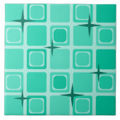 ミッドセンチュリーモダンスクエアスターズティール(緑がかった色) タイル (正面)