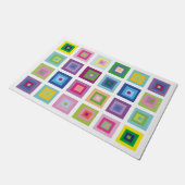 ミッドセンチュリーモダンスクエアパタカラフルーン ドアマット (アングル)