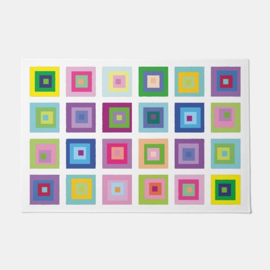 ミッドセンチュリーモダンスクエアパタカラフルーン ドアマット (正面)