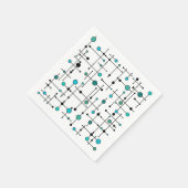 ミッドセンチュリーモダンスタイルアクアブルードット スタンダードカクテルナプキン (角)