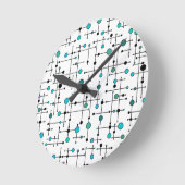 ミッドセンチュリーモダンスタイルアクアブルードット ラウンド壁時計 (傾斜)