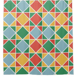 ミッドセンチュリーモダンスタイルカラフルパターン黄 シャワーカーテン