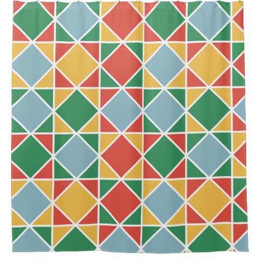 ミッドセンチュリーモダンスタイルカラフルパターン黄 シャワーカーテン (正面)