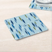 ミッドセンチュリーモダンスタイルブルー&グリーンスターバスト スクエアペーパーコースター (アングル)