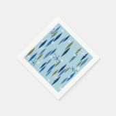 ミッドセンチュリーモダンスタイルブルー&グリーンスターバスト スタンダードカクテルナプキン (角)