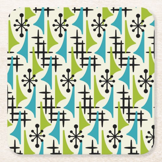 ミッドセンチュリーモダンスタイル スクエアペーパーコースター (正面)