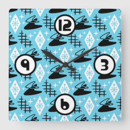 ミッドセンチュリーモダンスタイル スクエア壁時計