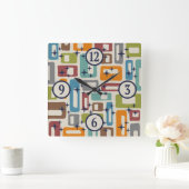 ミッドセンチュリーモダンスタイル スクエア壁時計 (ホーム)