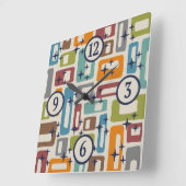 ミッドセンチュリーモダンスタイル スクエア壁時計 (傾斜)