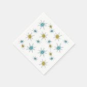 ミッドセンチュリーモダンスタイル、原子スターバスト スタンダードカクテルナプキン (角)