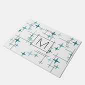 ミッドセンチュリーモダンスターズターコイズ ドアマット (アングル)