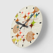 ミッドセンチュリーモダンスターバストとグローブ ラウンド壁時計 (傾斜)