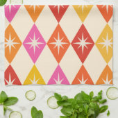 ミッドセンチュリーモダンスターバストオンレトロダイヤモンド キッチンタオル (折り畳み)